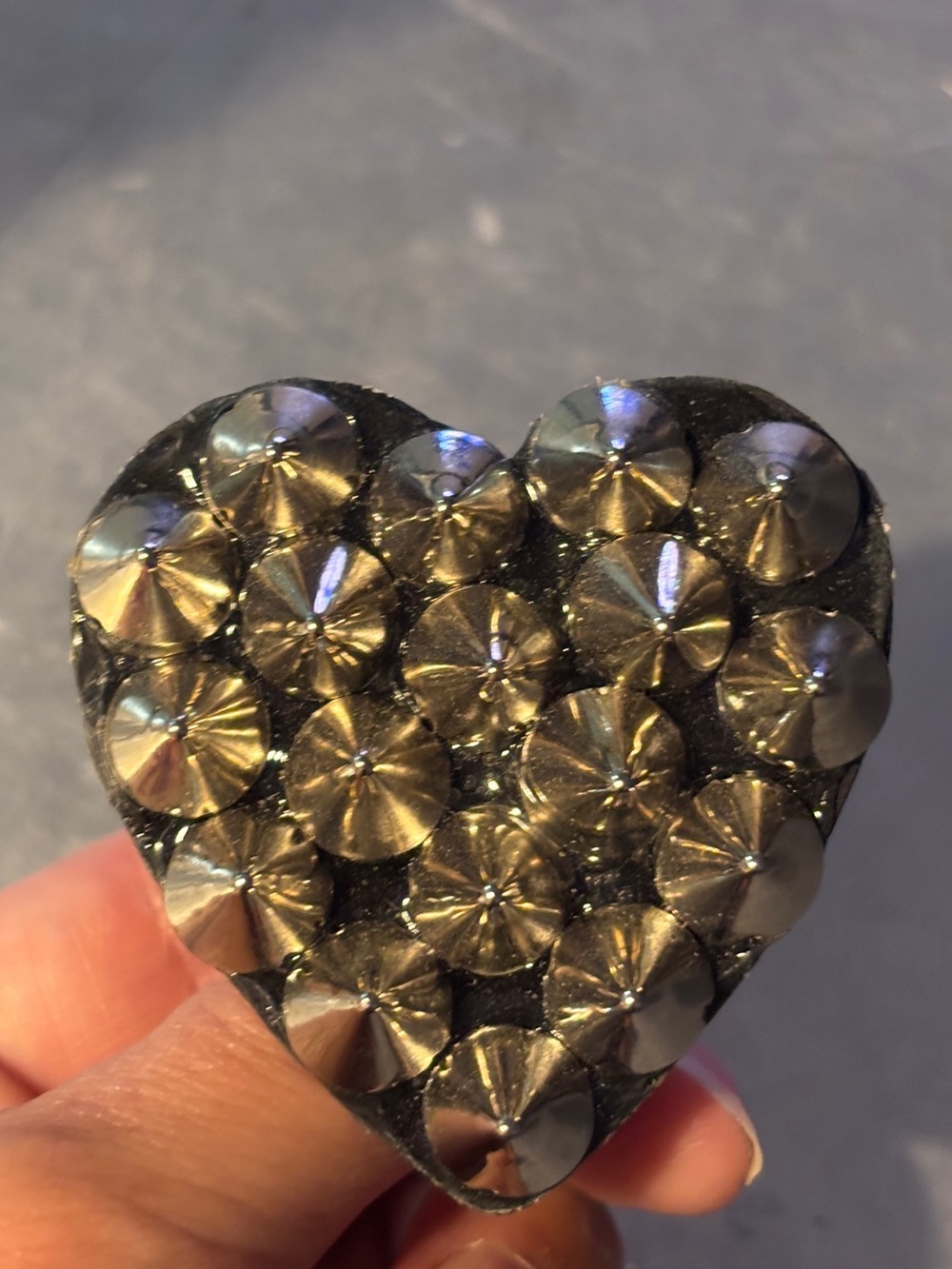 Vintage gothic spike black Heart ring silver spike punk rock goth adjustable